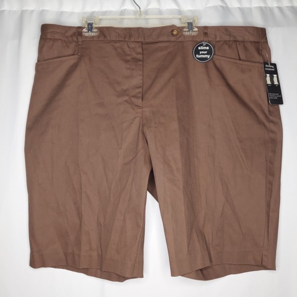 Counterparts Shorts‎ Women 24W Brown Cotton Stretch Slimming Pocket Button Zip